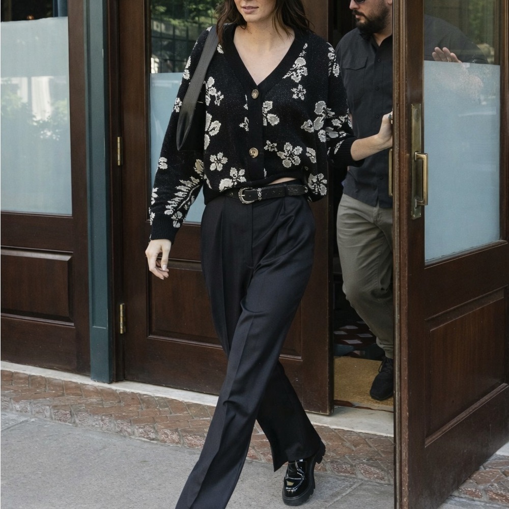 Urban Outfitters Black and White Floral Cardigan